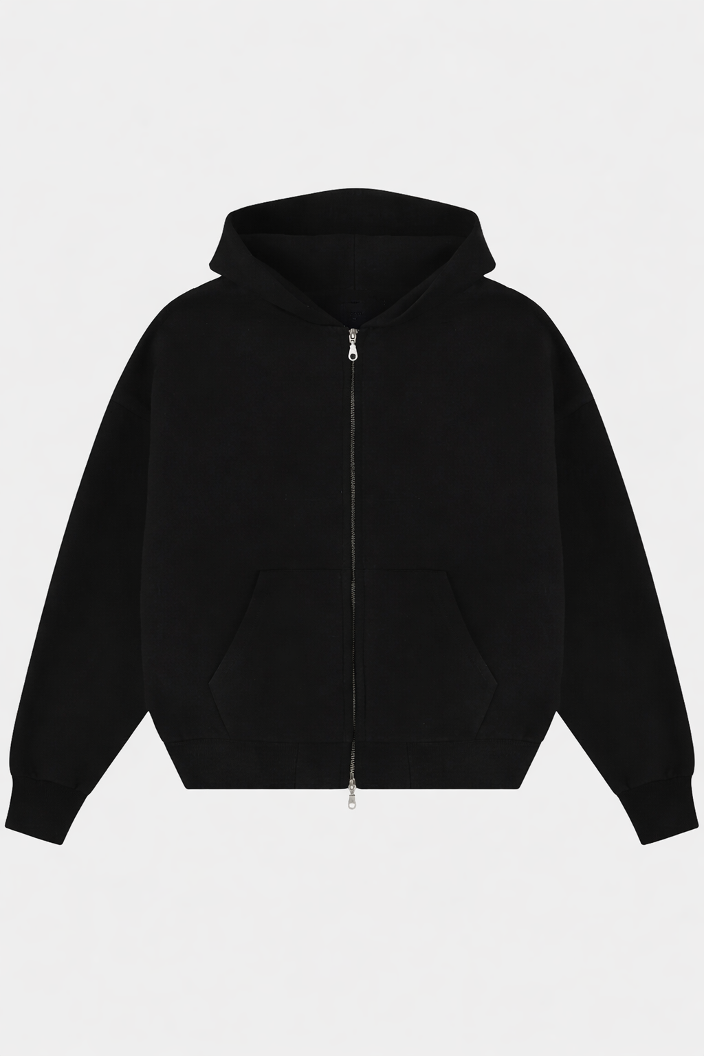 ESSENTIAL ZIPPER BLACK HOODIE