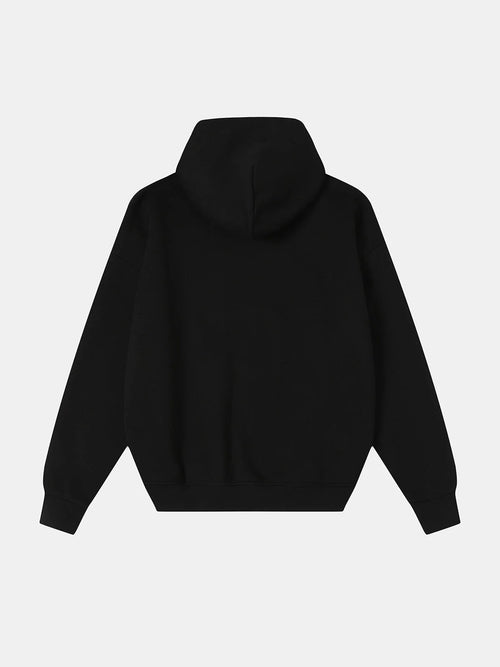 ESSENTIAL ZIPPER BLACK HOODIE