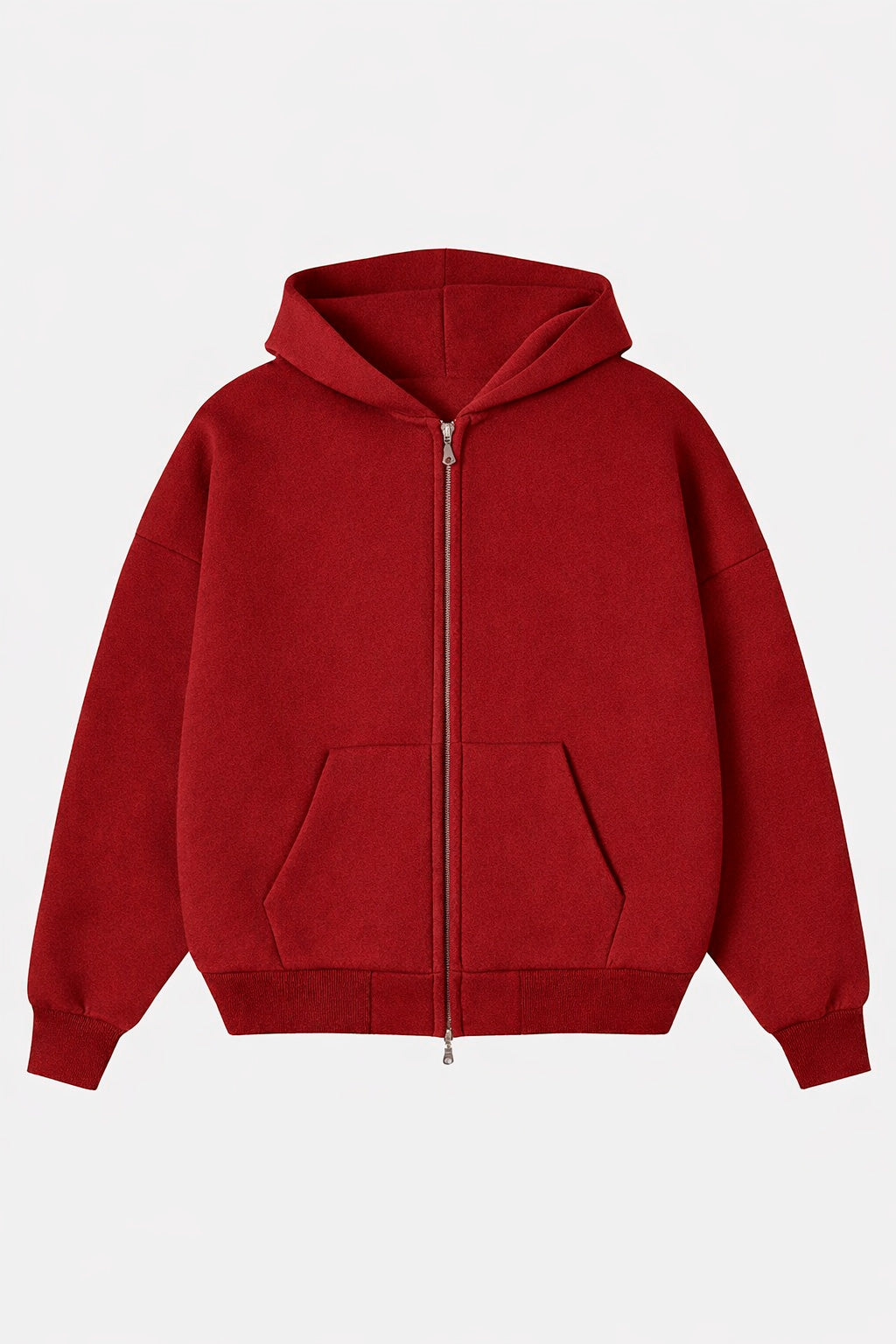 ESSENTIAL ZIPPER BURGUNDY HOODIE