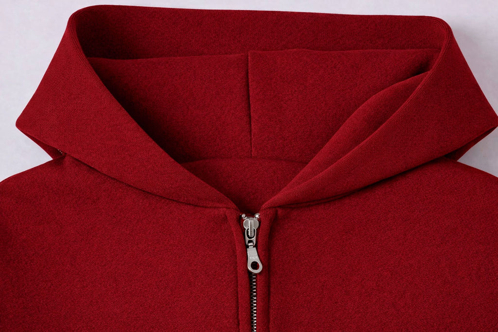 ESSENTIAL ZIPPER BURGUNDY HOODIE